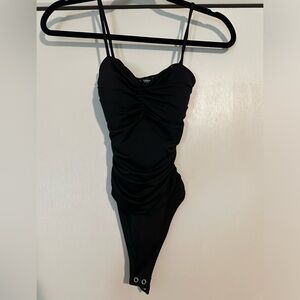NWT body contour compression ruched bodysuit with bra cups
